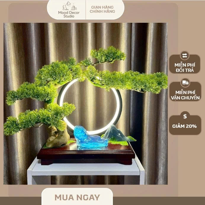 Bộ Tiểu Cảnh Bonsai Đèn Hào Quang Thủ Công Trang Trí, Tiểu Cảnh Trang Trí - Ảnh 5