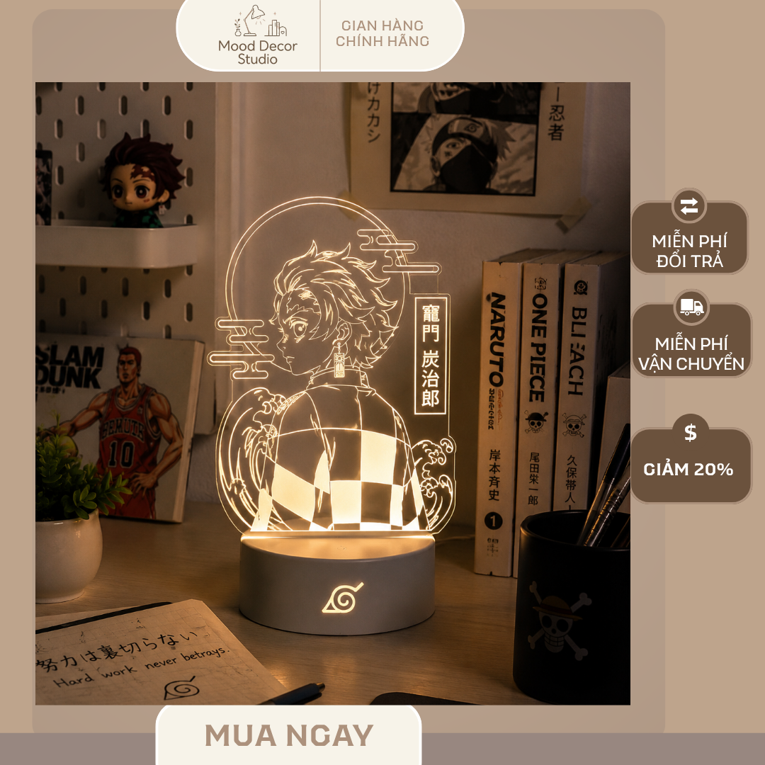 Đèn LED Anime Tanjiro Decor Bàn Học 3D Acrylic – Đèn Ngủ Otaku Trang Trí Góc Học Tập