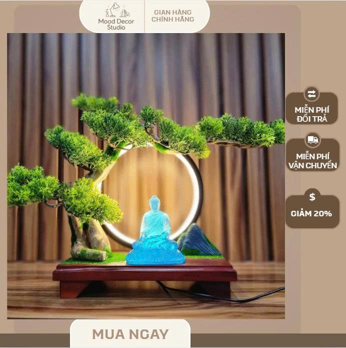 Bộ Tiểu Cảnh Bonsai Đèn Hào Quang Thủ Công Trang Trí, Tiểu Cảnh Trang Trí - Ảnh 4