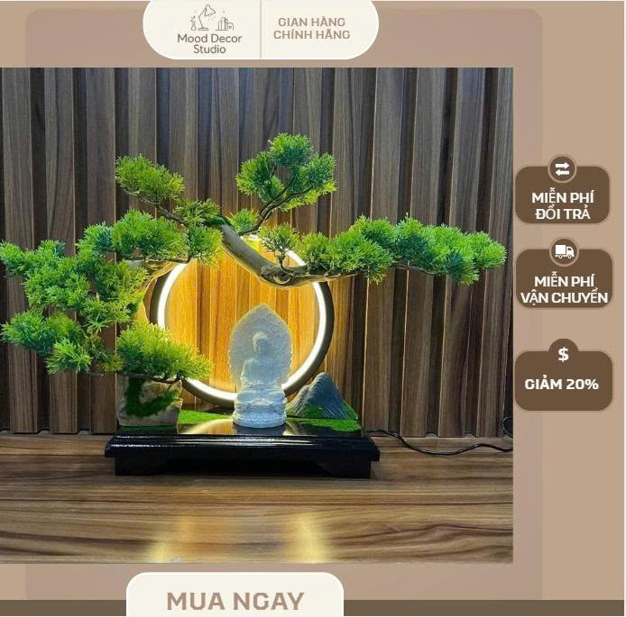 Bộ Tiểu Cảnh Bonsai Đèn Hào Quang Thủ Công Trang Trí, Tiểu Cảnh Trang Trí - Ảnh 3