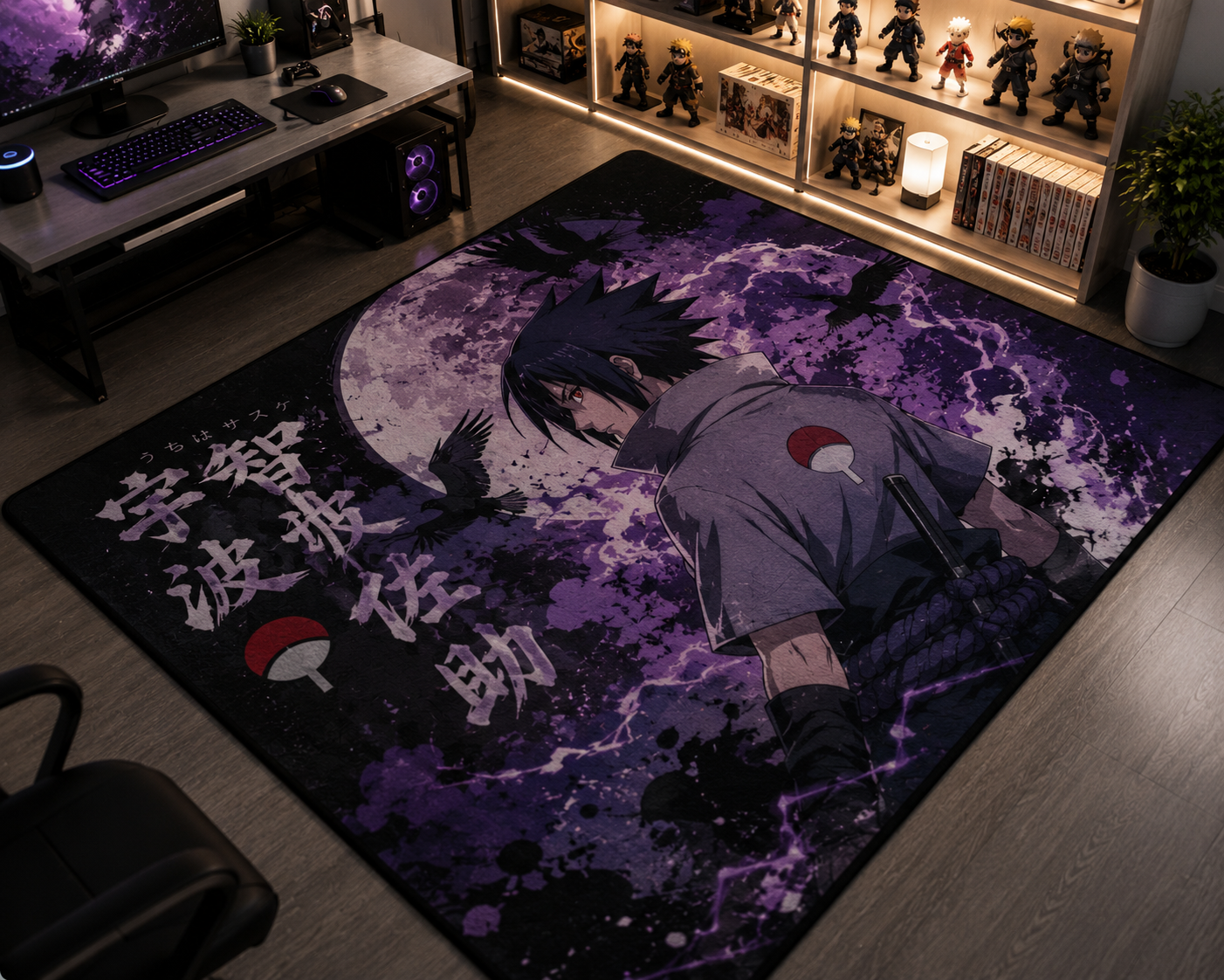 Thảm Decor Anime Sasuke Uchiha – Thảm Anime Gaming Setup Cực Chất Cho Góc Phòng Otaku